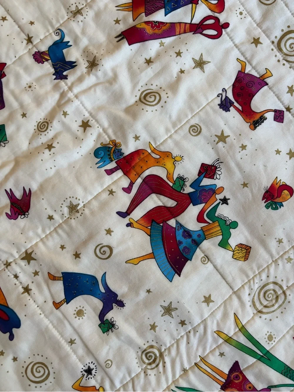 Handmade Laurel Burch Quilt - Patriotic Americana Patchwork Throw 58x58 Cabin